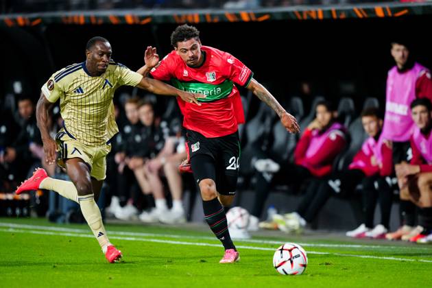 NIJMEGEN , 15-10-2026 , Stadium De Goffert , season 2026 2027 , UEFA Europa League football , match between NEC Nijmegen and Levski Sofia , picture shows NEC Nijmegen player Deveron Fonville NEC - Levski Sofia  x208454218x Copyright: