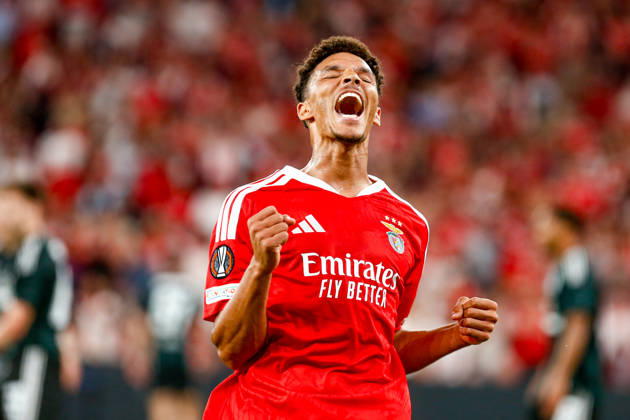 LISBON, PORTUGAL - OCTOBER 15: Alexander Bah defender of Benfica celebrates after scoring the team s second goal during the UEFA Europa League 2026 27 League Phase MD2 match between SL Benfica and Celtic FC at Estadio do SL Benfica on October 15, 2026 in Lisbon, Portugal (Photo by Valter Gouveia Sports Press Photo SPP) Copyright: xSportsxPressxPhotox Sportspressphoto_SPR257190