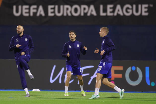 GNK Dinamo v RSC Anderlecht - UEFA Europa League 2026 27 League Phase MD2 Josip Misic, Iker Almena and Luka Stojkovic of Dinamo Zagreb warm up before the UEFA Europa League 2026 27 League Phase MD2 match between GNK Dinamo and RSC Anderlecht at Stadion Maksimir on October 15, 2026 in Zagreb, Croatia.  MatijaxHabljak PIXSELL