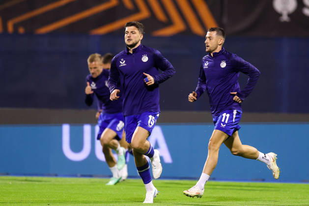 GNK Dinamo v RSC Anderlecht - UEFA Europa League 2026 27 League Phase MD2 Niko Galesic and Arber Hoxha of Dinamo Zagreb warm up before the UEFA Europa League 2026 27 League Phase MD2 match between GNK Dinamo and RSC Anderlecht at Stadion Maksimir on October 15, 2026 in Zagreb, Croatia.  MatijaxHabljak PIXSELL