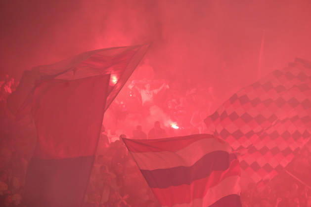 UEFA Conference League HNK Hajduk Split v AFC Ajax SPLIT, CROATIA - OCTOBER 15: Torcida, Hajduk Split supporters set off pyrotechnic fires during the UEFA Conference League 2026 27 League Phase MD1 match between HNK Hajduk Split and AFC Ajax at Stadion Poljud on October 15, 2026 in Split, Croatia.  IvoxCagalj PIXSELL