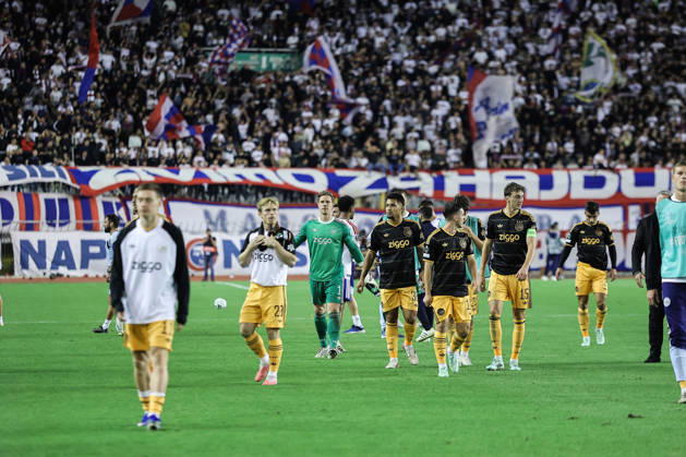 UEFA Conference League HNK Hajduk Split v AFC Ajax SPLIT, CROATIA - OCTOBER 15: Ajax players players acknowledge the fans after the UEFA Conference League 2026 27 League Phase MD1 match between HNK Hajduk Split and AFC Ajax at Stadion Poljud on October 15, 2026 in Split, Croatia.  IvanaxIvanovic PIXSELL