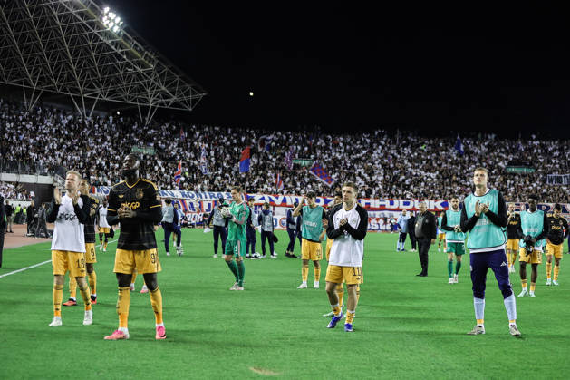 UEFA Conference League HNK Hajduk Split v AFC Ajax SPLIT, CROATIA - OCTOBER 15: Ajax players players acknowledge the fans after the UEFA Conference League 2026 27 League Phase MD1 match between HNK Hajduk Split and AFC Ajax at Stadion Poljud on October 15, 2026 in Split, Croatia.  IvanaxIvanovic PIXSELL