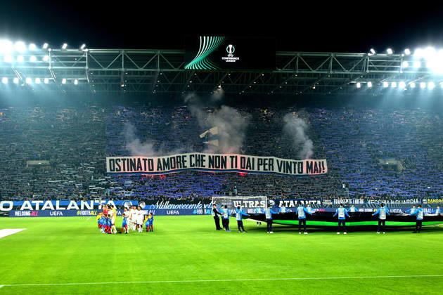 October 15, 2026, Bergamo, Lombardia: Atalanta s supporters during the UEFA Conference League soccer match between Atalanta BC and Pafos FC at the Bergamo Stadium in Bergamo, Italy, 15 October 2026. ANSA MICHELE MARAVIGLIA. Soccer: Conference League; Atalanta-Pafos  - ZUMAa110 20261015_zaf_a110_060 Copyright: xMichelexMaravigliax