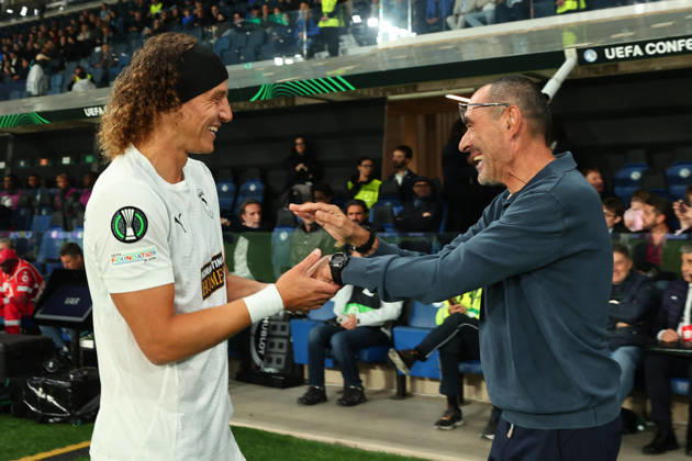 October 15, 2026, Bergamo, Lombardia: Pafos s David Luiz and Atalanta s coach Maurizio Sarri during the UEFA Conference League soccer match between Atalanta BC and Pafos FC at the Bergamo Stadium in Bergamo, Italy, 15 October 2026. ANSA MICHELE MARAVIGLIA. Soccer: Conference League; Atalanta-Pafos  - ZUMAa110 20261015_zaf_a110_061 Copyright: xMichelexMaravigliax