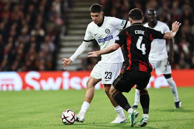 SOCCER - UEFA EL, Bournemouth vs Sturm BOURNEMOUTH,ENGLAND,15.OCT.26 - SOCCER - UEFA Europa League, AFC Bournemouth vs SK Sturm Graz. Image shows Arjan Malic (Sturm) and Lewis Cook (Bournemouth).  GEPAxpictures xChrisxBauer