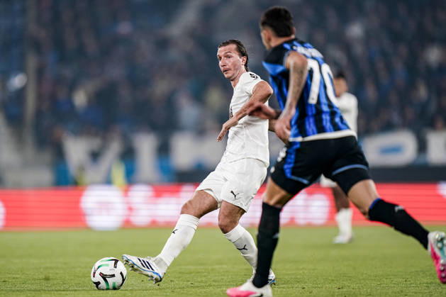 BERGAMO, ITALY - OCTOBER 15: Guga of Pavos FC during the UEFA Conference League 2026 27 league phase football match between Atalanta BC and Pafos FC at Stadio di Bergamo on October 15, 2026 in Bergamo, Italy Copyright: xLucaxTaddeox