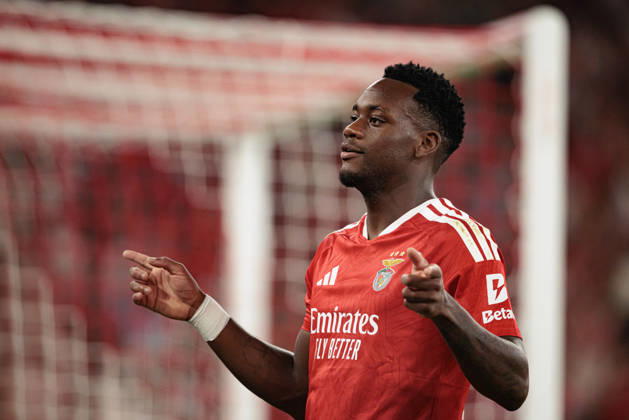 Jhon Duran seen celebrating after scoring goal during UEFA Europa League 2026 2027 league phase game between teams of SL Benfica and Celtic FC at Estadio Da Luz (Maciej Rogowski Ball Raw Images PT) Lisbon Estadio Da Luz Portugal Copyright: xMaciejxRogowskix maciejrogowski_benfica_celtic_2627-12