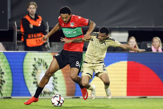 NIJMEGEN - (lr) Kevin Kers of NEC Nijmegen, Maicon of Levski Sofia during the Europa League match between NEC and PFC Levski Sofia at De Goffert on 15 October 2026 in Nijmegen, the Netherlands. BART STOUTJESDIJK ANP xVIxANPxSportx xxANPxIVx 572553071 originalFilename: 572553071.jpg