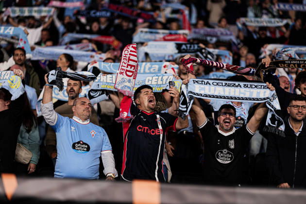 October 15, 2026, Vigo, Pontevedra, Spain: Supporters of Celta de Vigo celebrates during the UEFA Europa League 2026 27 League Phase MD2 match between Celta de Vigo and Juventus at Estadio de Balaidos. UEFA Europa League 2026 27 League Phase MD2 Celta De Vigo X Juventus  - ZUMAe141 20261015_zsp_e141_014 Copyright: xLuisxEirasx