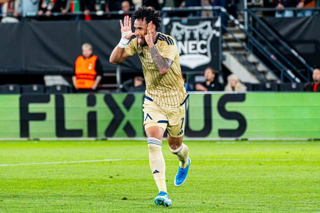 NIJMEGEN - Reinaldo of Levski Sofia celebrates his team s first goal during the UEFA Europa League match between NEC Nijmegen and Levski Sofia at the Goffertstadion on October 15, 2026, in Nijmegen, the Netherlands. KEVIN SENDERS ANP UEFA Europa League 2026 27 xVIxANPxSportx xMarcelxterxBalsxIVx 572554141 originalFilename: 572554141.jpg
