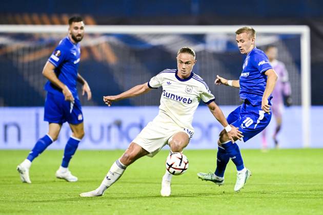 GNK Dinamo v RSC Anderlecht - UEFA Europa League ZAGREB, CROATIA - OCTOBER 15 : Aasgaard Thelonious midfielder of RSC Anderlecht in action during the UEFA Europa League 2026 27 League Phase matchday 2 match between GNK Dinamo and RSC Anderlecht on October 15, 2026 in Zagreb, Croatia, 15 10 2026 Zagreb Croatia  Copyright: xNicoxVereeckenx