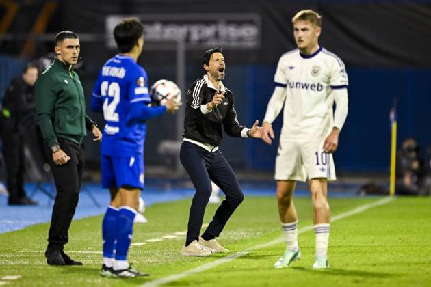 GNK Dinamo v RSC Anderlecht - UEFA Europa League ZAGREB, CROATIA - OCTOBER 15 : Bruno Vitor head coach of RSC Anderlecht in action during the UEFA Europa League 2026 27 League Phase matchday 2 match between GNK Dinamo and RSC Anderlecht on October 15, 2026 in Zagreb, Croatia, 15 10 2026 Zagreb Croatia  Copyright: xNicoxVereeckenx