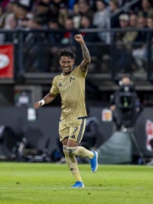 NIJMEGEN - Levski Sofia striker Reinaldo celebrates his 0-1 goal during the UEFA Europa League match between N.E.C. and Levski Sofia at Stadion De Goffert on 15 October 2026 in Nijmegen, Netherlands. (Photo by DeFodi Images) -