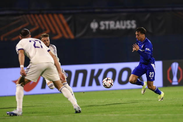 Zagreb, Croatia, 15th October 2026. UEFA Europa League. League phase, Matchday 2, Dinamo Zagreb vs Anderlecht at Maksimir Stadium, Zagreb. Iker ALMENA (23) running for ball. UEFA Europa League, Dinamo Zagreb vs Anderlecht. 