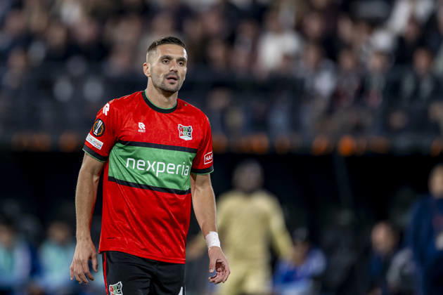 NIJMEGEN - NEC Nijmegen forward Duöan Tadic during the UEFA Europa League match between N.E.C. and Levski Sofia at Stadion De Goffert on 15 October 2026 in Nijmegen, Nederland. (Photo by DeFodi Images) -