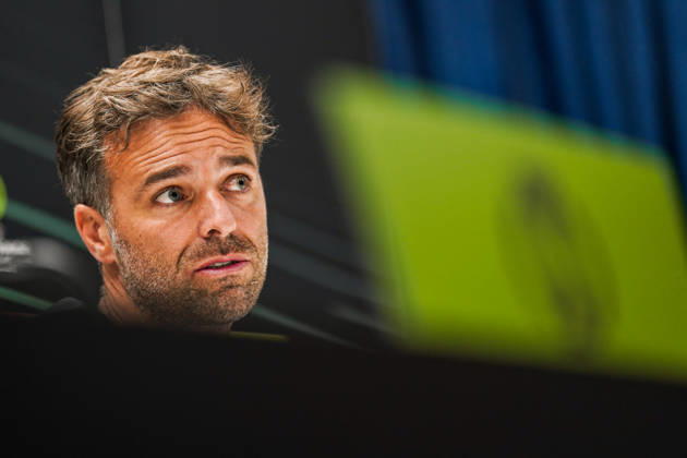 Fussball: Kroatien: UEFA Conference League 2026 2027 - 1. Runde, 15.10.2026 - HNK Hajduk Split vs. AFC Ajax Amsterdam - Stadion Poljud (Split, Kroatien); Pressekonferenz mit Trainer Gonzalo Garcia (Hajduk Split) Copyright: xLUKAxKOLANOVICx