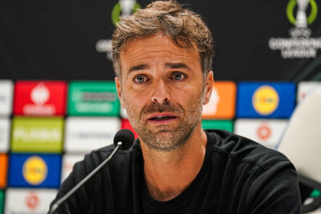 Fussball: Kroatien: UEFA Conference League 2026 2027 - 1. Runde, 15.10.2026 - HNK Hajduk Split vs. AFC Ajax Amsterdam - Stadion Poljud (Split, Kroatien); Pressekonferenz mit Trainer Gonzalo Garcia (Hajduk Split) Copyright: xLUKAxKOLANOVICx
