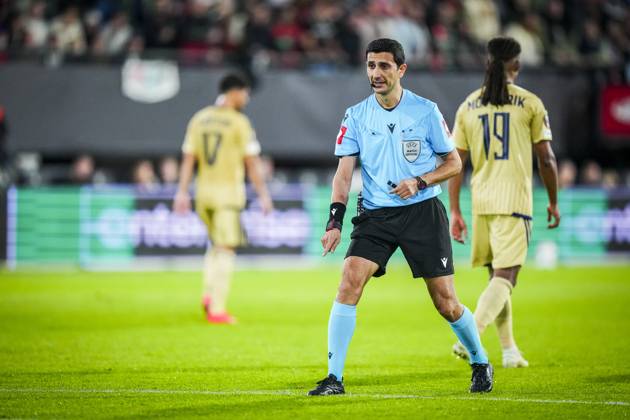 NIJMEGEN , 15-10-2026 , Stadium De Goffert , season 2026 2027 , UEFA Europa League football , match between NEC Nijmegen and Levski Sofia , picture shows Referee Aliyar Aghayev NEC - Levski Sofia  x208455769x Copyright: