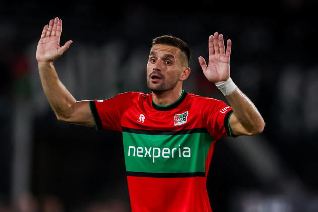 NIJMEGEN, NETHERLANDS - OCTOBER 15: Dusan Tadic of NEC Nijmegen gestures during the UEFA Europa League 2026 27 League Phase MD2 match between N.E.C. Nijmegen and PFC Levski Sofia at Goffertstadion on October 15, 2026 in Nijmegen, Netherlands.  Copyright: xRenexNijhuis MBxMediax