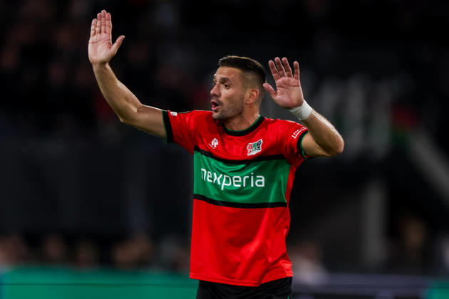 NIJMEGEN, NETHERLANDS - OCTOBER 15: Dusan Tadic of NEC Nijmegen gestures during the UEFA Europa League 2026 27 League Phase MD2 match between N.E.C. Nijmegen and PFC Levski Sofia at Goffertstadion on October 15, 2026 in Nijmegen, Netherlands.  Copyright: xRenexNijhuis MBxMediax