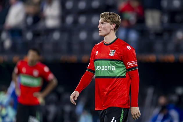 NIJMEGEN - NEC Nijmegen defender Perr Schuurs during the UEFA Europa League match between N.E.C. and Levski Sofia at Stadion De Goffert on 15 October 2026 in Nijmegen, Nederland. (Photo by DeFodi Images) -