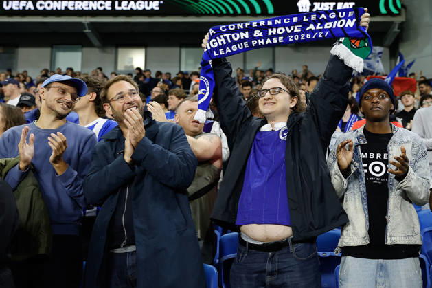RECORD DATE NOT STATED 15th October 2026; American Express Stadium, Brighton, England; UEFA Conference League Football, Brighton and Hove Albion versus Kauno Zalgiris; Brighton and Hove Albion supporters ChrisxRoll