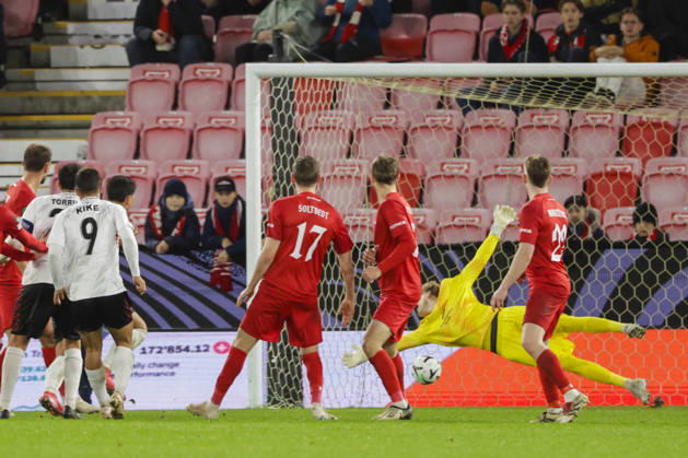 Soccer, Conference League 2026 Brann vs. Lincoln Red Imps, Bergen, October 15, 2026. Lincoln Red Imps’ Kike Gomez scores the 0-1 goal during the Conference League soccer match between SK Brann and Lincoln Red Imps at Brann Stadium. Photo by Paul S. Amundsen, NTB, Bergen, Norway. EDITORIAL USE ONLY RESTRICTED USE FOR BETTING COMPANIES  Copyright: xPaulxS.xAmundsenx xNTBx