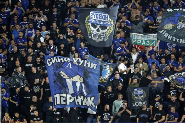 NIJMEGEN - Levski Sofia fans during the Europa League match between NEC and PFC Levski Sofia at De Goffert on October 15, 2026 in Nijmegen, the Netherlands. BART STOUTJESDIJK ANP xVIxANPxSportx xxANPxIVx 572558164 originalFilename: 572558164.jpg
