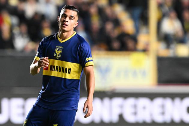 STVV s Ilias Sebaoui looks dejected during a soccer game between Belgian Sint-Truidense VV and Georgian FC Iberia 1999 Tbilisi, Thursday 15 October 2026 in Sint-Truiden, the opening match of the UEFA Conference League league phase. JILLxDELSAUX  x189932990x