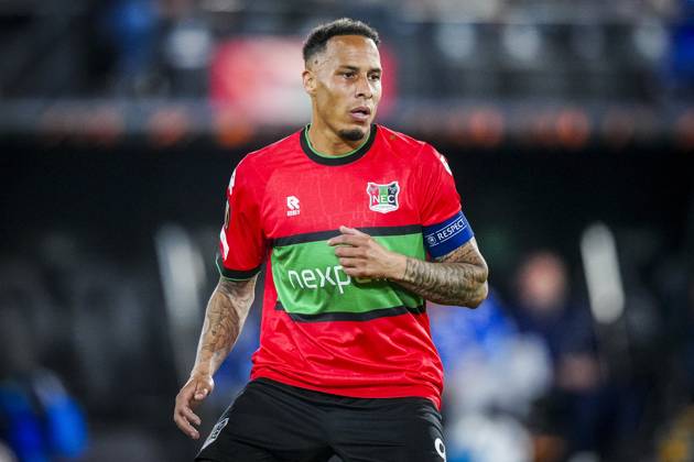 NIJMEGEN , 15-10-2026 , Stadium De Goffert , season 2026 2027 , UEFA Europa League football , match between NEC Nijmegen and Levski Sofia , picture shows NEC Nijmegen player Tjaronn Chery NEC - Levski Sofia  x208456706x Copyright:
