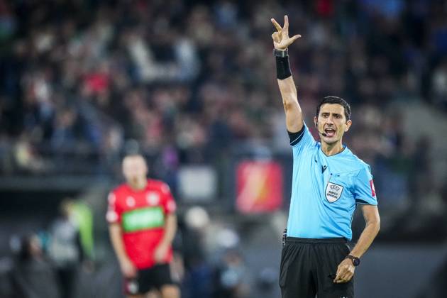 NIJMEGEN , 15-10-2026 , Stadium De Goffert , season 2026 2027 , UEFA Europa League football , match between NEC Nijmegen and Levski Sofia , picture shows Referee Aliyar Aghayev NEC - Levski Sofia  x208456715x Copyright:
