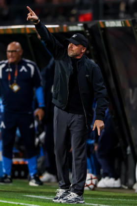 NIJMEGEN, NETHERLANDS - OCTOBER 15: NEC Nijmegen head coach Dick Schreuder gestures during the UEFA Europa League 2026 27 League Phase MD2 match between N.E.C. Nijmegen and PFC Levski Sofia at Goffertstadion on October 15, 2026 in Nijmegen, Netherlands.  Copyright: xRenexNijhuis MBxMediax