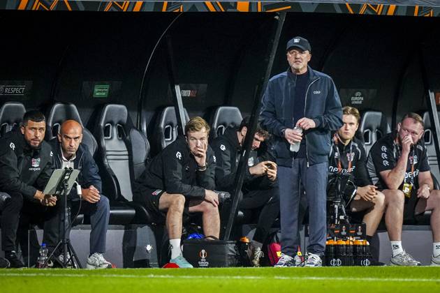 NIJMEGEN , 15-10-2026 , Stadium De Goffert , season 2026 2027 , UEFA Europa League football , match between NEC Nijmegen and Levski Sofia , picture shows NEC Nijmegen trainer coach Dick Schreuder NEC - Levski Sofia  x208457110x Copyright: