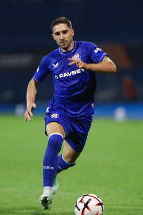 Zagreb, Croatia, 15th October 2026. UEFA Europa League. League phase, Matchday 2, Dinamo Zagreb vs Anderlecht at Maksimir Stadium, Zagreb. Luka IVANUSEC (17) with the ball. UEFA Europa League, Dinamo Zagreb vs Anderlecht.