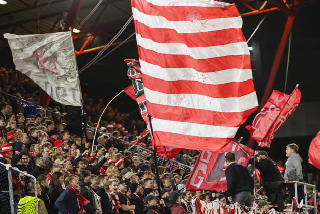 Soccer, Conference League 2026 Brann Lincoln Red Imps Bergen 20261015 Brann fans during the Conference League soccer match between SK Brann and Lincoln Red Imps at Brann Stadium. Photo by Paul S. Amundsen, NTB, Bergen, Norway. EDITORIAL USE ONLY. RESTRICTED USE FOR BETTING COMPANIES  Copyright: xPaulxS.xAmundsenx xNTBx