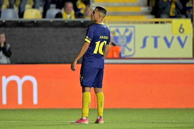 Sint-Truidense VV v Iberia Tbilisi - UEFA Conference League SINT-TRUIDEN, BELGIUM - OCTOBER 15 : Sebaoui Ilias forward of Sint-Truidense VV celebrates scoring a goal during the UEFA Conference League 2026 27 first qualifying round between Sint-Truidense VV and Iberia Tbilisi on October 15, 2026 in Sint-Truiden, Belgium, 15 10 2026 Sint-Truiden Belgium Copyright: xSesx