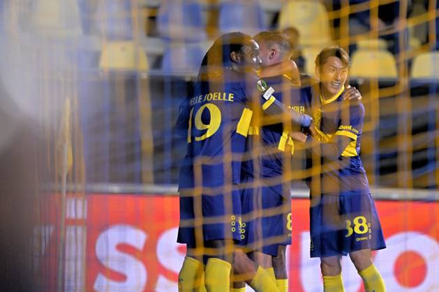 Sint-Truidense VV v Iberia Tbilisi - UEFA Conference League SINT-TRUIDEN, BELGIUM - OCTOBER 15 : Sebaoui Ilias forward of Sint-Truidense VV celebrates scoring a goal during the UEFA Conference League 2026 27 first qualifying round between Sint-Truidense VV and Iberia Tbilisi on October 15, 2026 in Sint-Truiden, Belgium, 15 10 2026 Sint-Truiden Belgium Copyright: xSesx