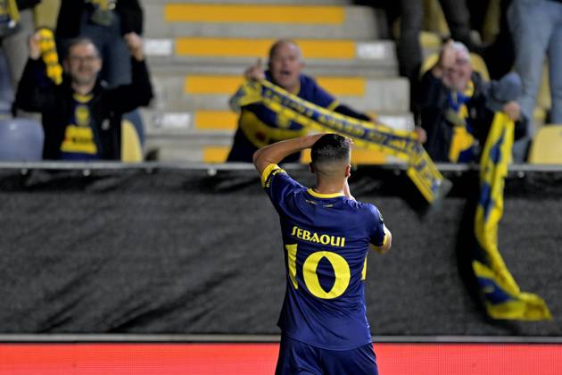 Sint-Truidense VV v Iberia Tbilisi - UEFA Conference League SINT-TRUIDEN, BELGIUM - OCTOBER 15 : Sebaoui Ilias forward of Sint-Truidense VV celebrates scoring a goal during the UEFA Conference League 2026 27 first qualifying round between Sint-Truidense VV and Iberia Tbilisi on October 15, 2026 in Sint-Truiden, Belgium, 15 10 2026 Sint-Truiden Belgium Copyright: xSesx