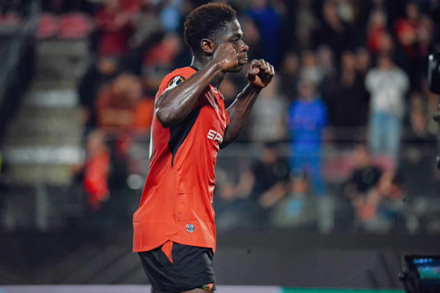 FOOTBALL : Stade Rennais vs OFI Crete - Europa League - Journée 2 - 15 10 2026 Joie des joueurs du Stade Rennais aprés le but de Mahamadou Nagida (Stade Rennais) RennesFrance  Copyright: xBaptistexAutissierx