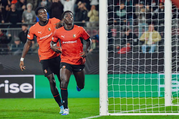 FOOTBALL : Stade Rennais vs OFI Crete - Europa League - Journée 2 - 15 10 2026 Joie des joueurs du Stade Rennais aprés le but de Mahamadou Nagida (Stade Rennais) RennesFrance  Copyright: xBaptistexAutissierx