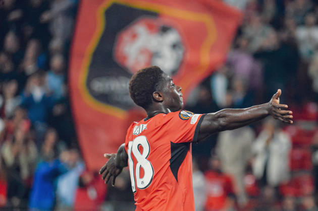 FOOTBALL : Stade Rennais vs OFI Crete - Europa League - Journée 2 - 15 10 2026 Joie des joueurs du Stade Rennais aprés le but de Mahamadou Nagida (Stade Rennais) RennesFrance  Copyright: xBaptistexAutissierx