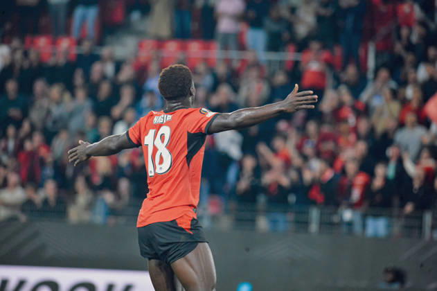 FOOTBALL : Stade Rennais vs OFI Crete - Europa League - Journée 2 - 15 10 2026 Joie des joueurs du Stade Rennais aprés le but de Mahamadou Nagida (Stade Rennais) RennesFrance  Copyright: xBaptistexAutissierx