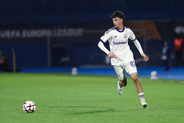 Zagreb, Croatia, 15th October 2026. UEFA Europa League. League phase, Matchday 2, Dinamo Zagreb vs Anderlecht at Maksimir Stadium, Zagreb. Tristan DEGREEF (83). UEFA Europa League, Dinamo Zagreb vs Anderlecht.