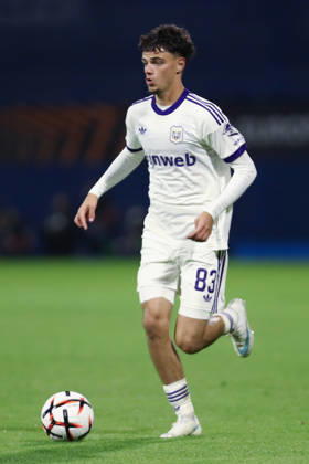 Zagreb, Croatia, 15th October 2026. UEFA Europa League. League phase, Matchday 2, Dinamo Zagreb vs Anderlecht at Maksimir Stadium, Zagreb. Tristan DEGREEF (83). UEFA Europa League, Dinamo Zagreb vs Anderlecht.