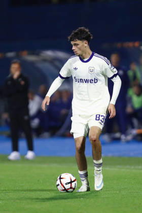 Zagreb, Croatia, 15th October 2026. UEFA Europa League. League phase, Matchday 2, Dinamo Zagreb vs Anderlecht at Maksimir Stadium, Zagreb. Tristan DEGREEF (83). UEFA Europa League, Dinamo Zagreb vs Anderlecht.