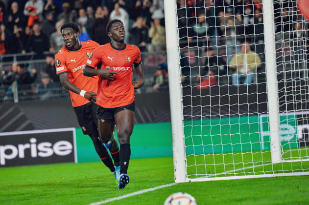 FOOTBALL : Stade Rennais vs OFI Crete - Europa League - Journée 2 - 15 10 2026 Joie des joueurs du Stade Rennais aprés le but de Mahamadou Nagida (Stade Rennais) RennesFrance  Copyright: xBaptistexAutissierx
