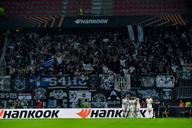 FOOTBALL : Stade Rennais vs OFI Crete - Europa League - Journée 2 - 15 10 2026 Joie des joueurs de OFI Crete aprés le but de Taxiarchis Fountas (OFI Crete) RennesFrance  Copyright: xBaptistexAutissierx