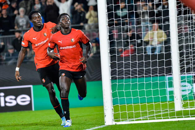FOOTBALL : Stade Rennais vs OFI Crete - Europa League - Journée 2 - 15 10 2026 Joie des joueurs du Stade Rennais aprés le but de Mahamadou Nagida (Stade Rennais) RennesFrance  Copyright: xBaptistexAutissierx