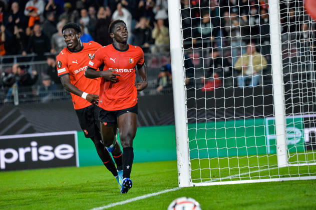 FOOTBALL : Stade Rennais vs OFI Crete - Europa League - Journée 2 - 15 10 2026 Joie des joueurs du Stade Rennais aprés le but de Mahamadou Nagida (Stade Rennais) RennesFrance  Copyright: xBaptistexAutissierx